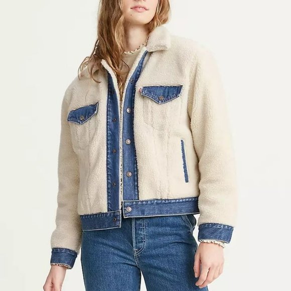 Pilcro and the Letterpress Jackets & Blazers - Pilcro & the Letterpress Women's Large Sherpa Denim Jacket
